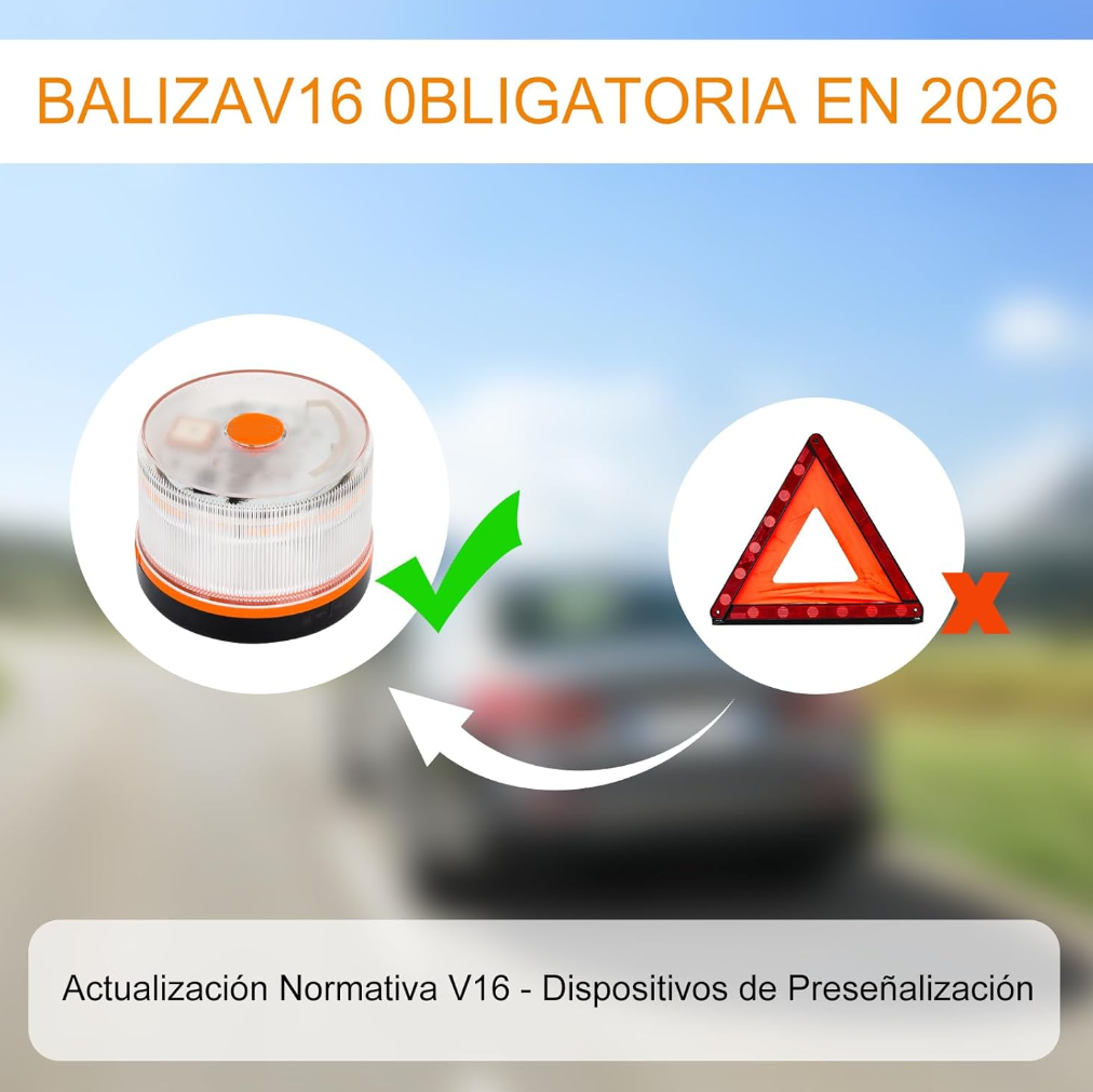 DF Luz de Emergencia V16 DGT 3.0 – Aprobada 2026, Magnética IP54 – Cumple con la Normativa 2026.