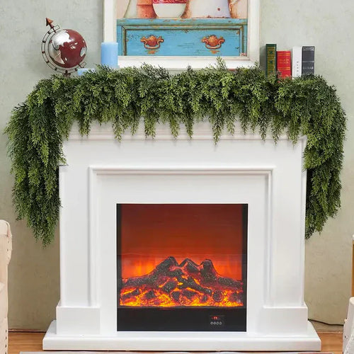 🎄Artificial Cedar Garland🇺🇸 Green Pine Garland for Table, Mantel, Wall – Perfect for Indoor & Outdoor Christmas Decorations