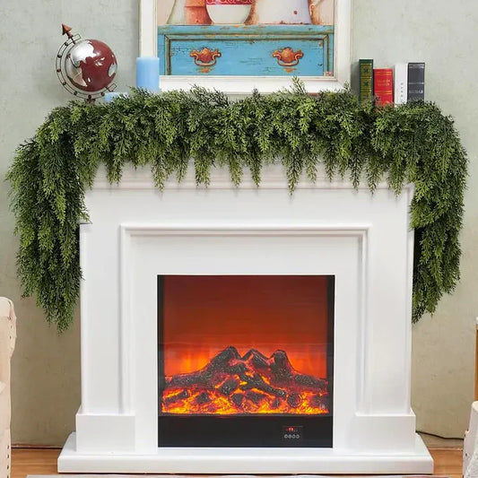 🎄Artificial Cedar Garland🇺🇸 Green Pine Garland for Table, Mantel, Wall – Perfect for Indoor & Outdoor Christmas Decorations