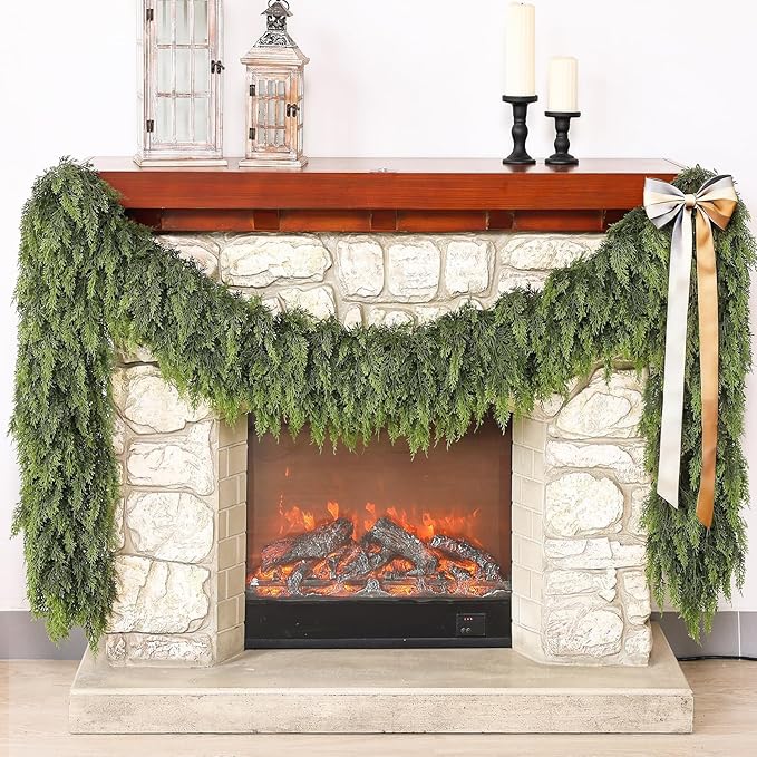🎄Artificial Cedar Garland🇺🇸 Green Pine Garland for Table, Mantel, Wall – Perfect for Indoor & Outdoor Christmas Decorations