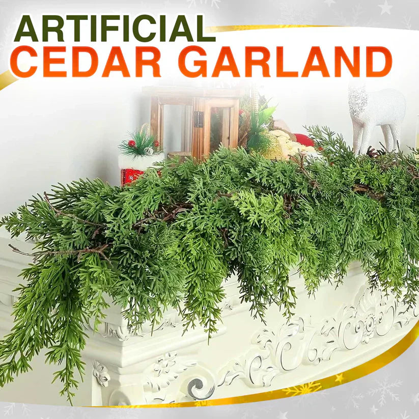 🎄Artificial Cedar Garland🇺🇸 Green Pine Garland for Table, Mantel, Wall – Perfect for Indoor & Outdoor Christmas Decorations