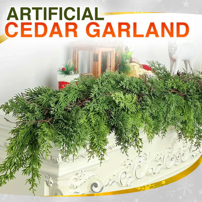 🎄Artificial Cedar Garland🇺🇸 Green Pine Garland for Table, Mantel, Wall – Perfect for Indoor & Outdoor Christmas Decorations
