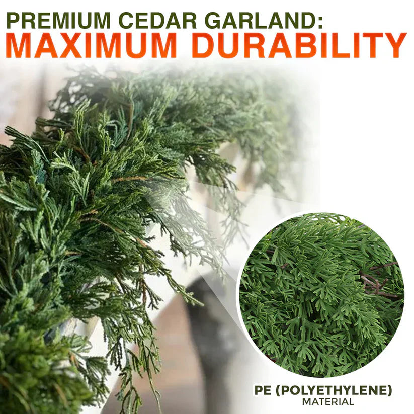 🎄Artificial Cedar Garland🇺🇸 Green Pine Garland for Table, Mantel, Wall – Perfect for Indoor & Outdoor Christmas Decorations