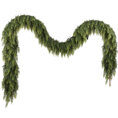 🎄Artificial Cedar Garland🇺🇸 Green Pine Garland for Table, Mantel, Wall – Perfect for Indoor & Outdoor Christmas Decorations